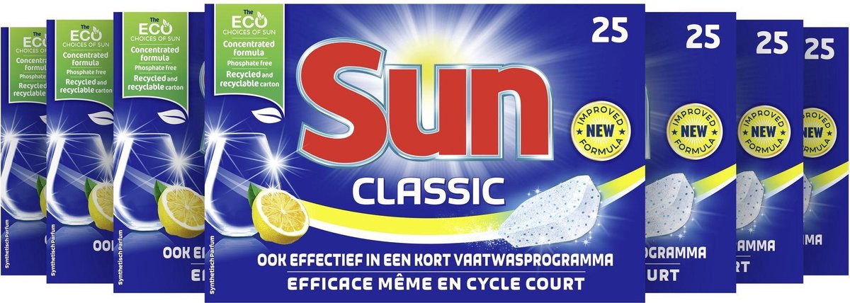 Bol.com Sun Classic Citroen Vaatwastabletten - 7 x 25 tabletten - Voordeelverpakking aanbieding