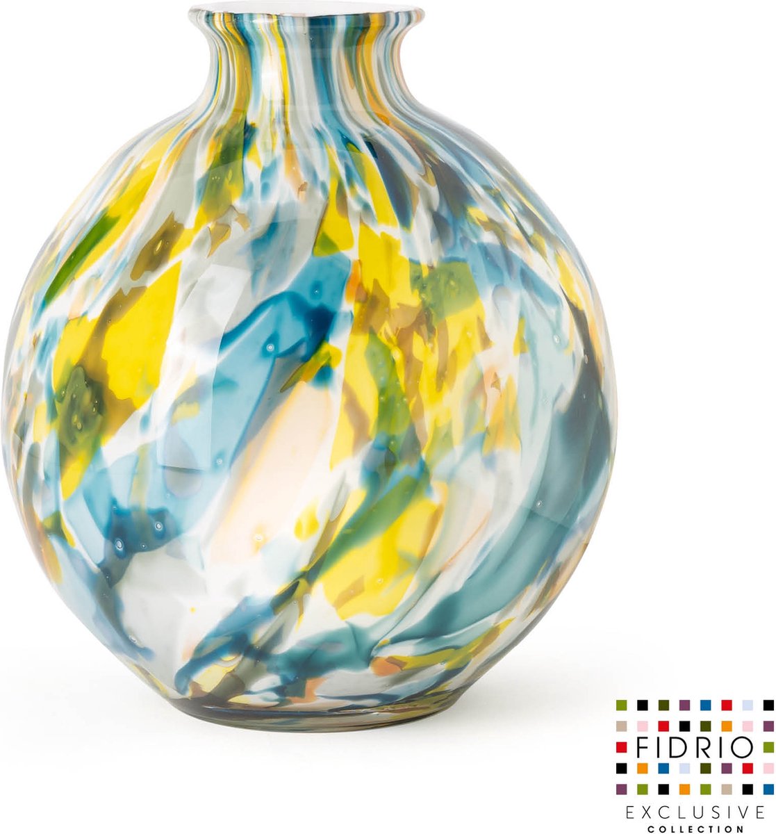 Fidrio Design vaas Bolvase With Neck COLORI glas mondgeblazen bloemenvaas hoogte 23 cm