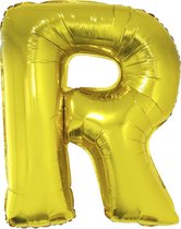 Grote folie ballon letter R Goud