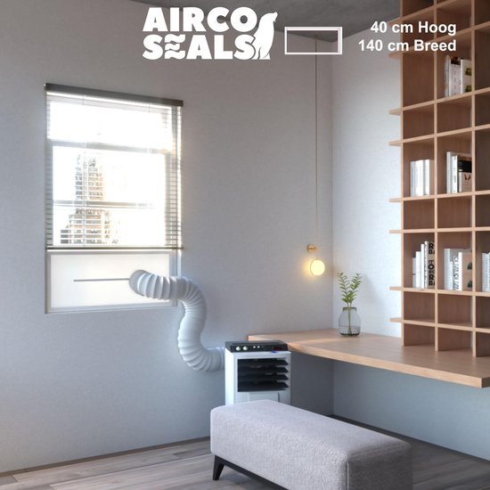 Schuifraamafdichtingskit airco 140×40 cm met ritssluiting voor mobiele airco slang, insectenhor, universeel, wit