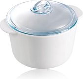 Pyrex Flame Braadpan - Inclusief Deksel - Keramiek/Borosilicaatglas - 3,2 liter - Wit