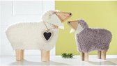 Schaap van hout met vilt - Grijs en wit