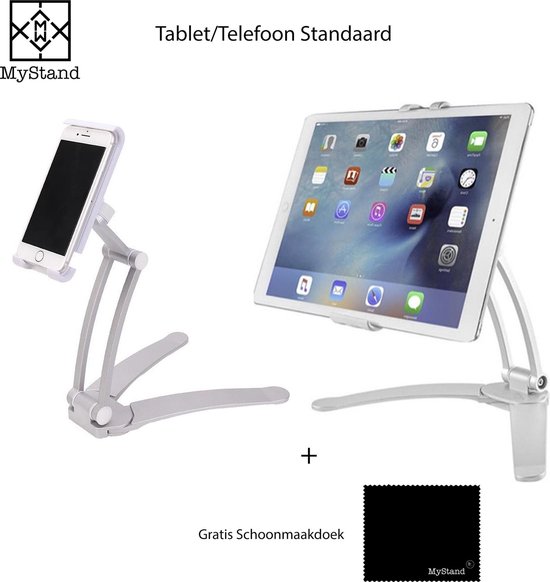 Verdwijnen Frustrerend Buitengewoon MyStand® Tablet standaard 2 in 1 - Tablet houder stand - Smartphone  standaard - Zilver... | bol.com