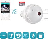 DrPhone SECUR® 360 ° Wifi Camera - Verborgen Lamp + 64GB Micro SD opslag - 200W LED - E27 Bulb / Fisheye IP Lamp - CCTV Monitor Lamp WIFI Nachtvisie Beveiligingscamera