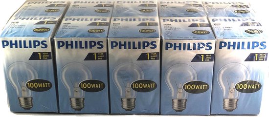 Philips Gloeilamp 100 Watt Helder 100W E27 (10stuks) | bol.com