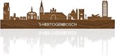 Skyline 's-Hertogenbosch Notenhout  - 80 cm - Woondecoratie design - Wanddecoratie met LED verlichting