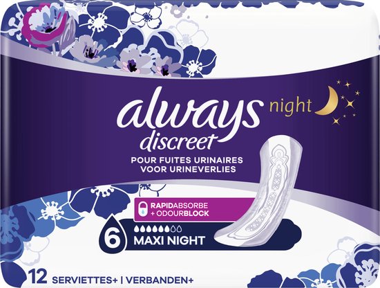 Always Discreet voor urineverlies en incontinentie Maxi Night -  Voordeelverpakking 48