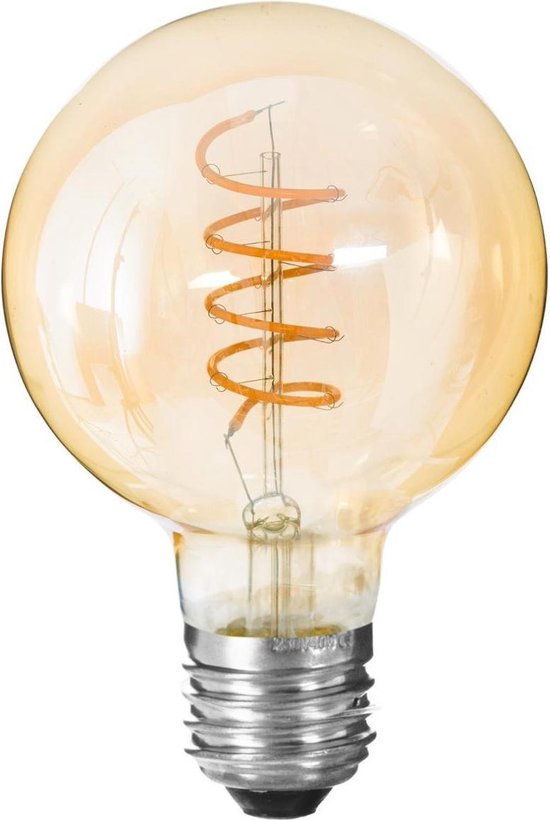 bol com led lamp rond bolvormig o 9 5 cm spiraal e27 2 watt 125lm amberkleurig