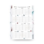 Verjaardagsposter A2 - Verjaardagskalender - Blauw botanisch