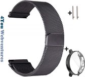 Zwart Milanees Metalen bandje en zwarte case voor de Samsung Galaxy Watch