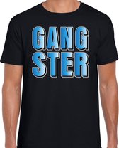 Gangster fun tekst t-shirt zwart heren L