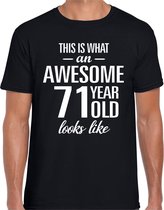 Awesome 71 year - geweldig 71 jaar cadeau t-shirt zwart heren -  Verjaardag cadeau XXL
