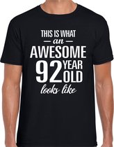 Awesome 92 year / 92 jaar cadeau t-shirt zwart heren S