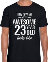 Awesome 23 year - geweldig 23 jaar cadeau t-shirt zwart heren -  Verjaardag cadeau L