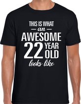 Awesome 22 year - geweldig 22 jaar cadeau t-shirt zwart heren -  Verjaardag cadeau M