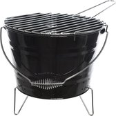 Grote zwarte houtskool barbecue/bbq emmer 27 x 24 cm rond - Houtskoolbarbecues