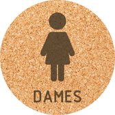 Deurbordje - toiletbord - damestoilet - bordje - dames - rond - Kurk