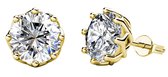 Yolora Dames Oorbellen - Ronde Kalpa Camaka Kristallen - Goudkleurig - 18K Geelgoud Verguld - Vrouwen Oorknoppen Goud - Oorknopjes - Sieraden - Luxe Giftbox - Geschenkdoos - Cadeau doos - Exc