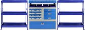 Monster Racking Metalen Bedrijfswagen Interieur Set - Bestelbus Opslag Stelling Kast Bedrijfswageninrichting - Staal - Blauw