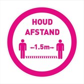 houd afstand corona vloerstickers - corona sticker - Ø 20cm - fucsia - vloersticker corona - waarschuwingsstickers - antislip - covid-19-sticker - afstand houden sticker - corona