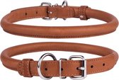 Rolled Leather Dog Collar - COLLAR SOFT - black or brown-Brown-L