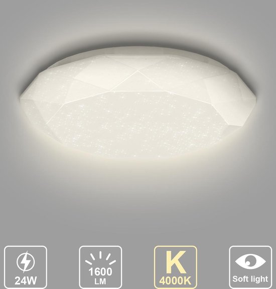 Aigostar LED Plafondlamp - Ceiling lamp - 4000K - Ø - Diamant