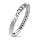 Ring Dames - Ringen Dames - Ringen Vrouwen - Zilverkleurig - Zilveren Kleur - Ring - Met 8 Steentjes van Zirkonia - Zircon