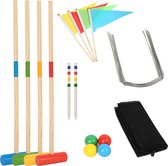 Set de jeu de Croquet - Jeu d'extérieur pour 4 joueurs - Jeu de jardin en bois extérieur Jeu d'extérieur - Enfants et Adultes - Bois