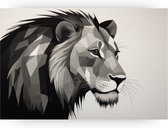 Leeuw zwart wit - Leeuw wanddecoratie - Schilderij op canvas zwart wit - Landelijk schilderij - Schilderijen op canvas - Muur kunst - 90 x 60 cm 18mm