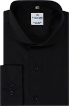 Vercate - Strijkvrij Overhemd - Zwart - Slim Fit - Katoen Satijn - Lange Mouw - Heren - Maat 39/M