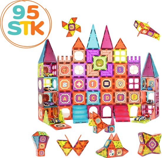 Magnetic Tiles 95 stuks - Magnetisch Speelgoed - Magnetische Tegels - Montessori Speelgoed