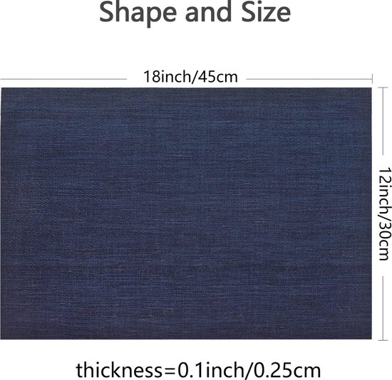 APLKER Wasbare placemats, set van 6 placemats en onderzetters van pvc, tafelsets, antislip, waterdicht, hittebestendig, 41 x 31 cm, donkergrijs