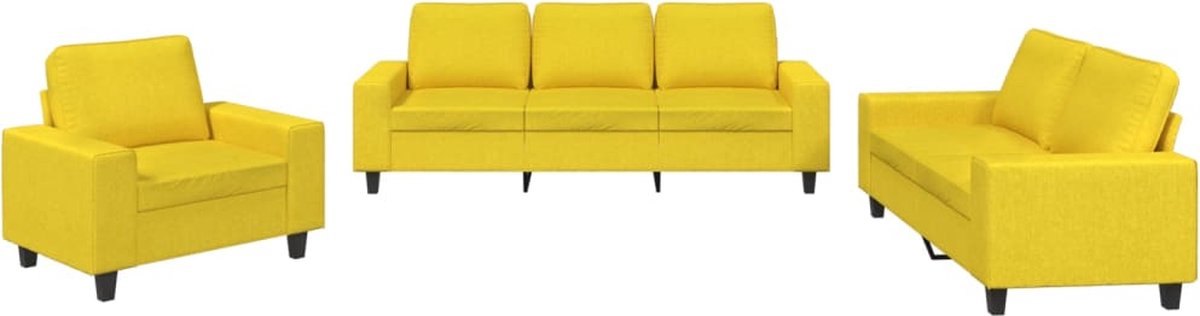 vidaXL - 3-delige - Loungeset - stof - lichtgeel
