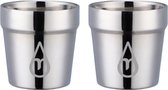 Dubbelwandige Koffiebeker - 2 STUKS - Motivai® - Zilver - 175 ML - Kantoor beker - Herbruikbare koffiebekers - Dikwandige Drinkbeker - Theekopje - Koffiekopje - Feestje of Kamperen - Onbreekbaar & Herbruikbaar - Vaatwasmachinebestendig