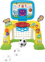 Interactieve multisport baby, meerkleurig, motorische structuur voor baby's, 2-in-1, voetbalkooi, basketbalmand met scorebord en ballonnen, cadeau voor kinderen vanaf 1 jaar