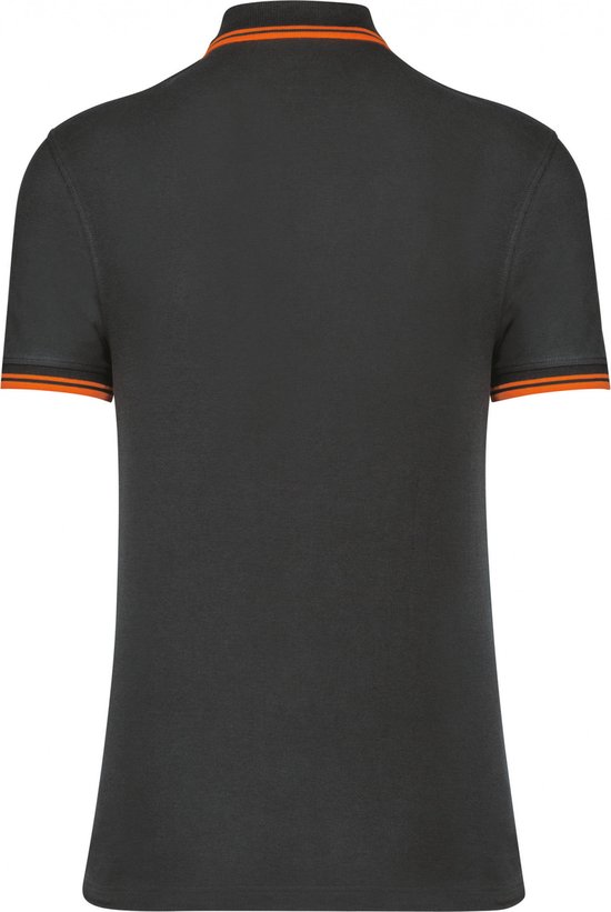 Polo Heren 4XL Kariban Kraag met knopen Korte mouw Dark Grey / Orange 100% Katoen