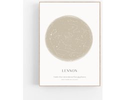 Persoonlijke sterrenhemel poster |NATURAL x ELLIE - 21x30 cm - Sterrenhemel poster - geboorte poster sterrenhemel - geboorteposter meisje - geboorte poster baby - geboorteposter jongen - baby geboorte poster - kraamcadeau