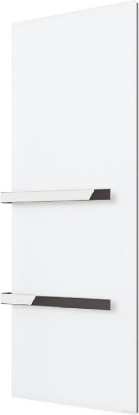 Luxe handdoekverwarmings infraroodpaneel wit satijn met 1 open RVS 45 beugel 850 W
