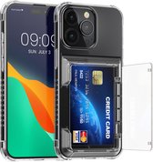 kwmobile Telefoonhoesje met pasjeshouder geschikt voor Apple iPhone 15 Pro Max hoesje - Hard case voor smartphone met TPU rand in transparant