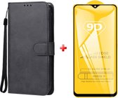 Telefoonhoesje geschikt voor Samsung Galaxy A15 zwart agenda book case hoesje + full glas screenprotector