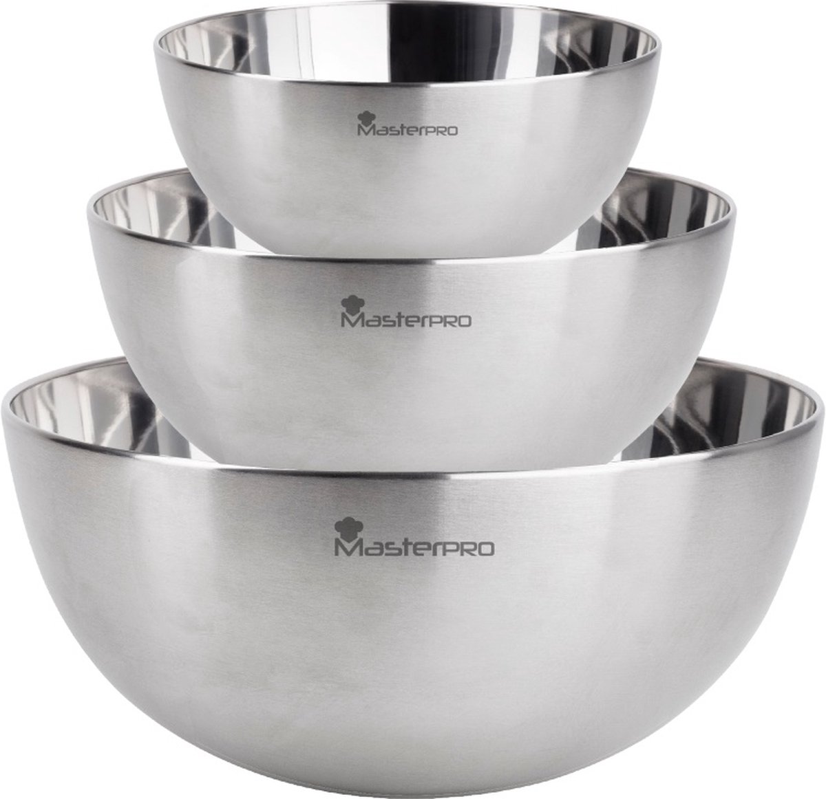 Bergner Masterpro Mengkommen Beslagkommen RVS Set-3-delig D25 D19 D17 cm
