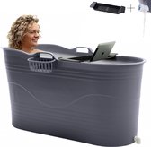 HelloBath® - Bath Bucket XL - Grijs - 122 cm - Zitbad - Ligbad - IJsbad - Ice Bath - incl. Badplank en Kraantje