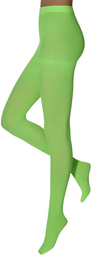 Apollo - Dames Feest Panty - Fluor Groen - 60 Denier - Maat S/M - Leggings - Legging carnaval - Carnavalskleding - Neon legging