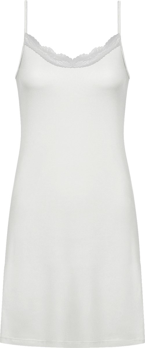 Onderjurk met Kant - Dames - Bamboe Viscose - Wit - Kort (84CM) - Maat S/M - EU 36-38