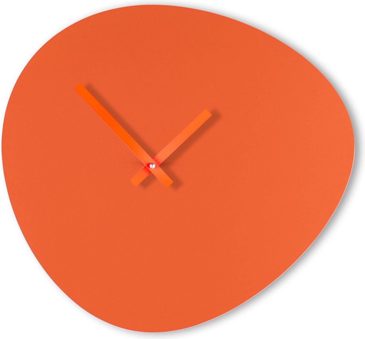 KLOQ - Wandklok 'Pebble' Roest Rood & Neon Oranje wijzers