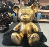 Teddybeer Bronzen - Kunststof Polyester - Beeld Teddybeer zittend - Decoratie beer