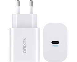 Nexibo USB C Adapter 20W - Snellader - USB C Lader - Wit
