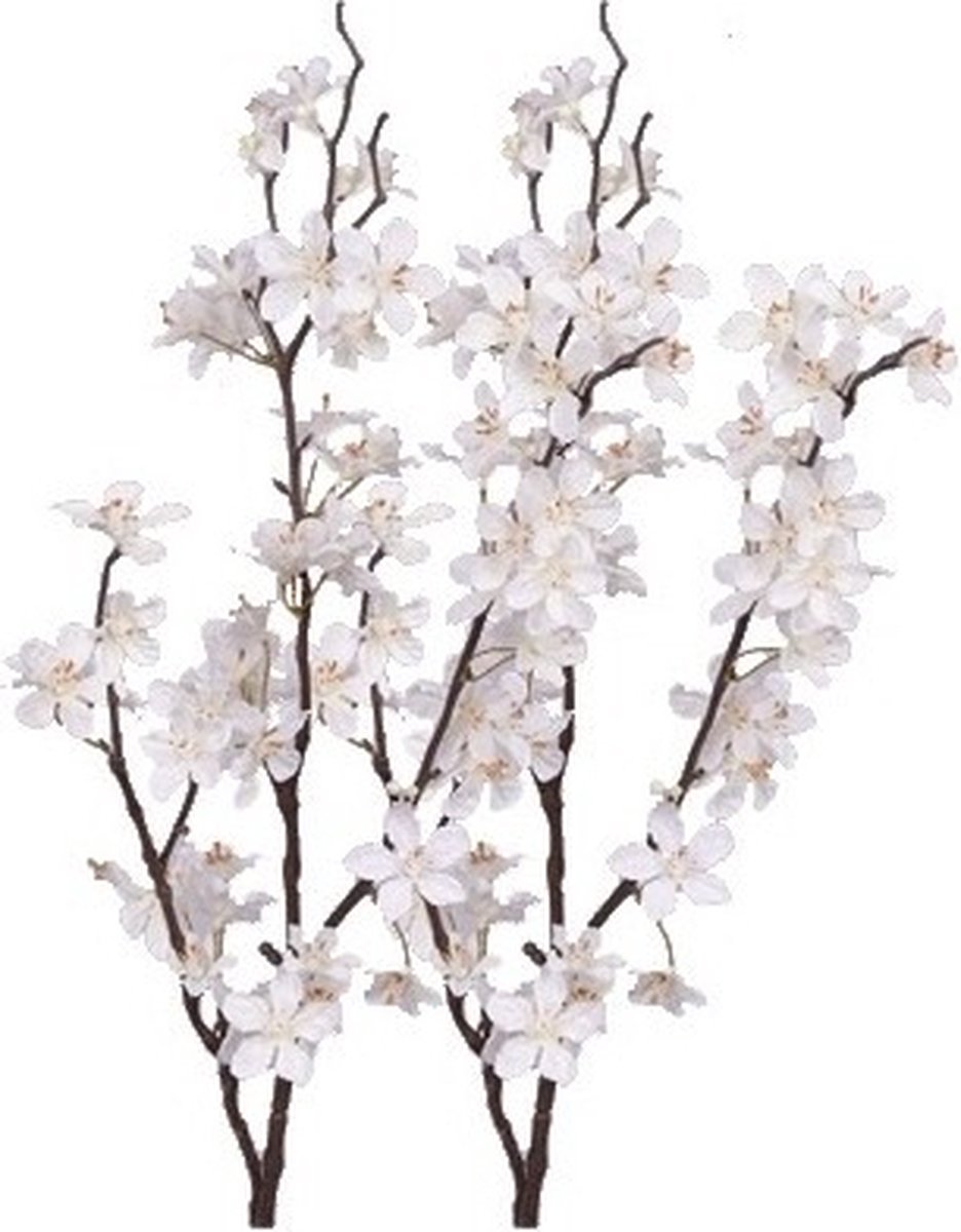 Bellatio Flowers & Plants Witte appelbloesem - 2x - kunstbloem/tak - 57 bloemetjes - 84 cm - nepbloemen - kunstbloemen