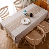 Nappe rectangulaire en Katoen et lin Broderie - Nappe en Katoen et lin - Décoration de table de Cuisine (kaki, 140 x 220 cm)