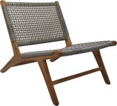 Eve Loungestoel - 65x80x66 cm - Ivoor - Teak/Bananenblad - tuin stoel, lounge stoel, loungestoel buiten, lounge stoel, loungezetel, tuinstoelen weerbestendig, tuinstoelkussens hoge rug, tuinstoelen